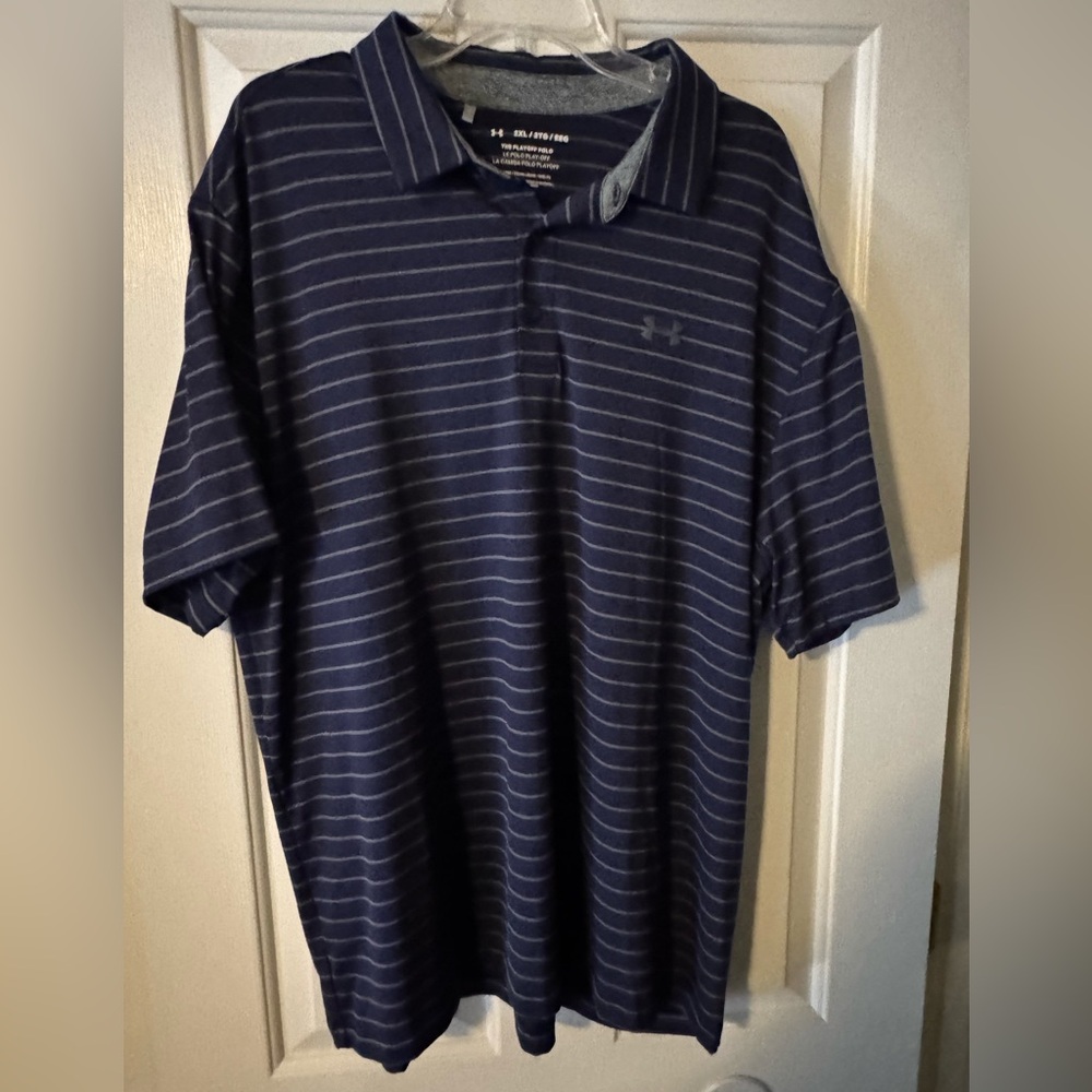 Under Armour Men's Dark Blue Striped Polo